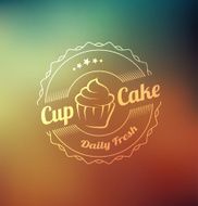 Cupcake food label over blurred background N3