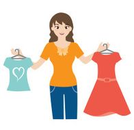woman holding clothing vector