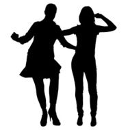 Vector silhouette of women N104