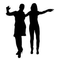 Vector silhouette of women N105
