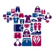 Clothing and Accessories Icons in Shirt Shape N2