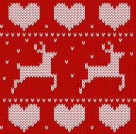 Sweater seamless background with deers and hearts