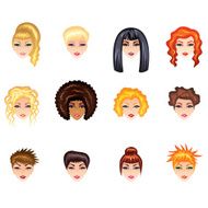 Woman hair style vector set