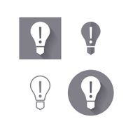 Light bulb attention icon for user interface - flat style