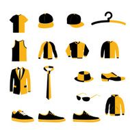 Set of Men Fashion Clothing and Accessories Design Vector Icon