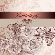 Wedding invitation card with flowers for design