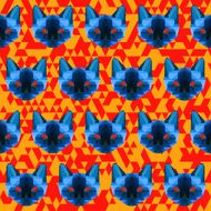 bright colored polygonal siamese cat pattern background