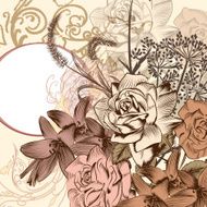 Floral background in retro style with flowers