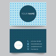 Business card template blue and white pattern vector design