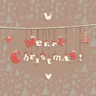 Festive Christmas greeting card with seamless pattern in vintage