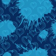 Seamless pattern with Abstract Hearts on a blue background