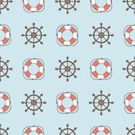 seamless vector pattern with helm and lifebuoy