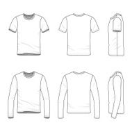 Simple outline drawing of a men&#039;s blank t-shirt and tee