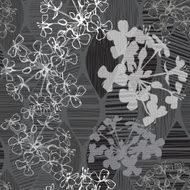 Monochrome seamless pattern of abstract flowers Hand-drawn floral background N10