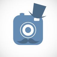 camera icon with hat and mustache