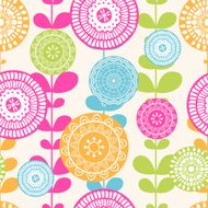 Vector seamless hand-drawn pattern with flowers and leaves N9