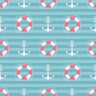 seamless vector pattern with anchor and lifebuoy N2