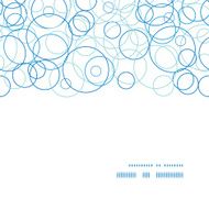 Vector abstract blue circles horizontal frame seamless pattern background