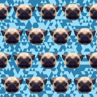 polygonal pug abstract geometric seamless pattern background