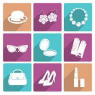 Woman Accessories Flat Icons Set