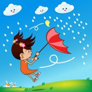 Little girl in rainny day 002 N2