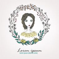 hand drawn frame with pretty girl N2