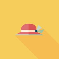 Women hat flat icon with long shadow N61