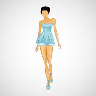 Vector sketch girl in fashion clothes eps N22