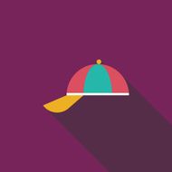 Peaked cap flat icon with long shadow N12