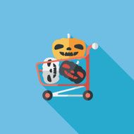 pumpkin shopping flat icon with long shadow eps10 N8