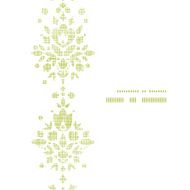 Green textile damask flower vertical frame seamless pattern background