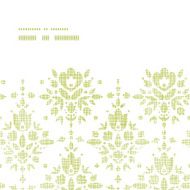 Green textile damask flower horizontal frame seamless pattern background