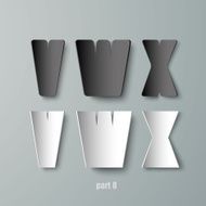 Vector Paper Graphic Alphabet white and black VWX