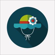 Women hat flat icon with long shadow N62