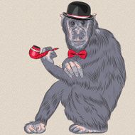 vector funny cartoon hipster monkey