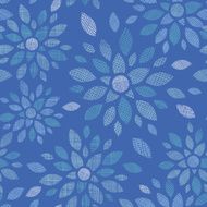 Blue textile peony flowers seamless pattern background