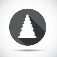 Christmas Tree Flat Icon with long Shadow Vector Illustration