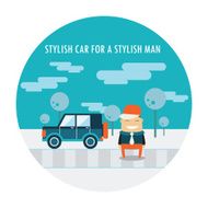 Handsome guy in stylish clothes and car