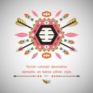 Vector colorful decorative element on native ethnic style N11