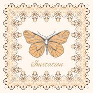 Abstract decoration vintage background and butterfly