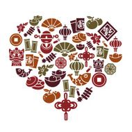 Chinese New Year Icons in Heart Shape