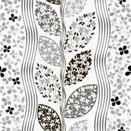 Monochrome seamless pattern of abstract blooming branches