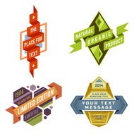 set of logo retro ribbon labels and futuristic style banners