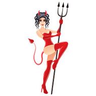 Woman in devil costume vector