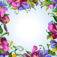 frame with abstract exotic tropical flower border N7