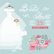 Bridal Shower card Vintage wedding invitation with floral elemen