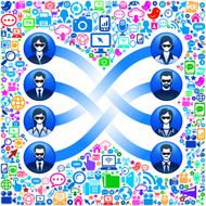 Paring Business People and Virtual Reality Experience Icon Set
