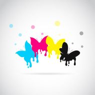 Vector group of butterfly colored cmyk print N2