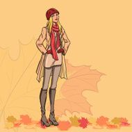 Girl and autumn leaves N6