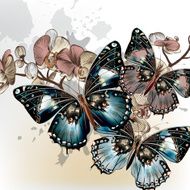 Fashion vector background with butterflies N2